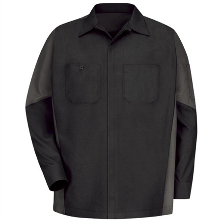 WORKWEAR OUTFITTERS Men's Long Sleeve Two-Tone Crew Shirt Black/Charcoal, Small SY10BC-RG-S